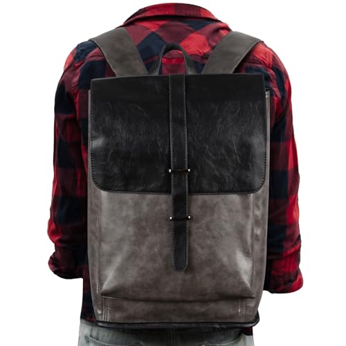 Leather Backpack Vintage Laptop Backpack for Women Men Faux Leather Backpack Purse for Travel Daypack