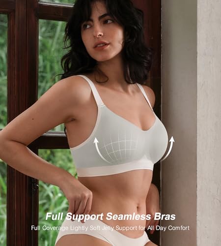 SHARICCA Seamless Wireless Lightly Lined T-Shirt Padded Bralette Bras for Women with Full Support and Lifting No Underwire3