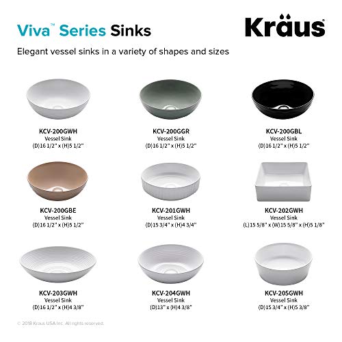 Kraus Kcv-204 Gwh Ceramic Above Counter Round Bathroom Sink, 13 X 13 X 4.38 Inches, White #TOP7