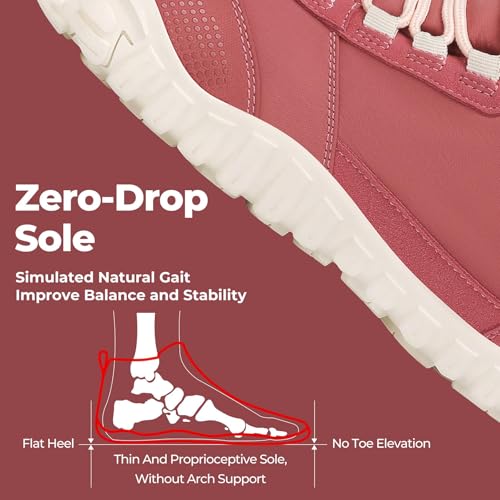 Miniatura 4 de Saguaro Mujer Invierno Botas Barefoot, Zapatillas Minimalistas Cálidas Para Nieve Y Senderismo, Uso Diario Y Entrenamiento Rojo, Gr.39