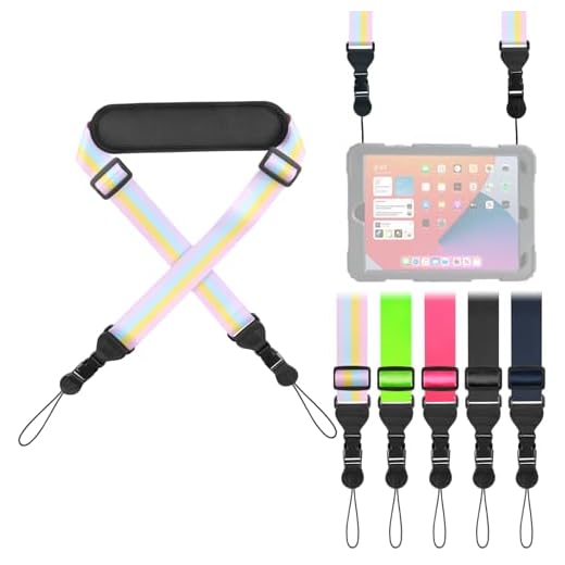 FIEIL Universal Shoulder Strap, Neoprene Padded Bag Strap with Double Adjustable Buckles, Replacement Neck Lanyard for Camera, Cellphone Tablet,iPad, Laptop, Binocular, Luggage Bag(Rainbow Colored)