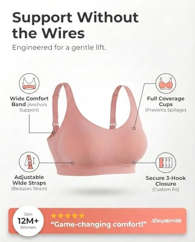 Image of SHAPERMINT Bralettes for Women with Support - Adjustable Wireless Support Bra, Full Coverage No Underwire Seamless Bra