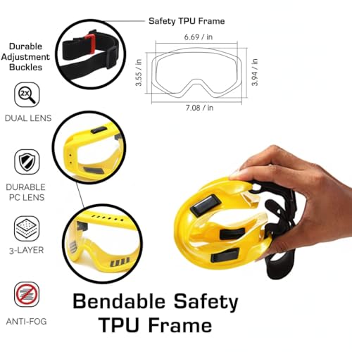 Image of Motorcycle Goggles for Men and Women - UV400 Protection, Anti-Fog, Scratch-Resistant Lens, Adjustable Strap, Windproof and Dustproof Riding Eyewear for Off-Road & Dirt Bike (Yellow)