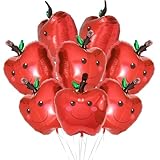 Globo con forma de manzana roja de dibujos animados para decoración de regreso a clases, paquete de 8 globos de manzana sonriente, suministros de fiesta de frutas para cumpleaños, profesores