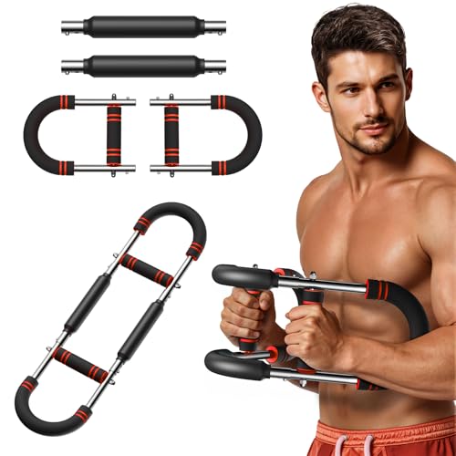 MERACH Verstellbarer Twister Armtrainer, 27.2-49.9 kg Brust-Expander mit 3 Widerständen, Abnehmbare Oberkörperkraft für Brust Bizeps Unterarme Krafttraining, Heim-Fitnessgerät, Rot