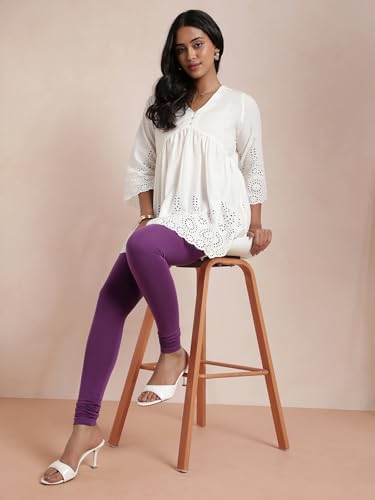 Image of TWIN BIRDS Tailored Cut and Classic Fit Super Stretchable Elastane Fabric Churidar Leggings for Women