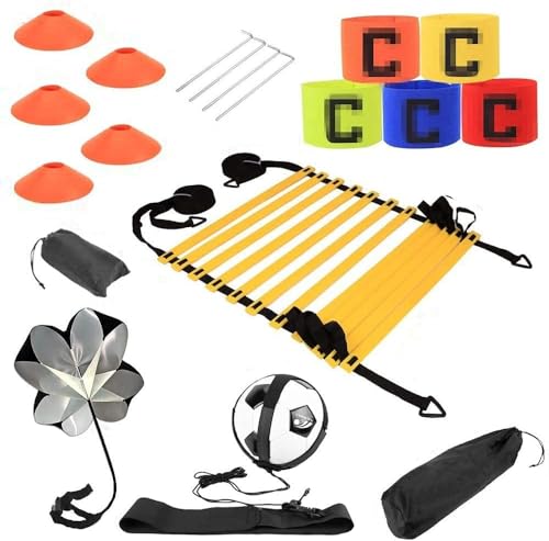 KIKILIVE kit Entrainement Foot Entrainement Football,Echelles de Vitesse,Entrainement Foot Ensemble Agile,échelle et cône d'agilité Premium, Parachute de...