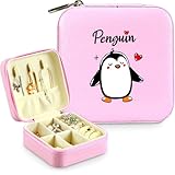 BJDAMAI Jewelry Box, Penguin Gifts For Teens Teenage Girls Kids Age 6 7 8 9 10 11 12, Penguin Lovers Stuff Items Accessories Things Decor, Travel Ring Earrings Necklace Organizer Holder!