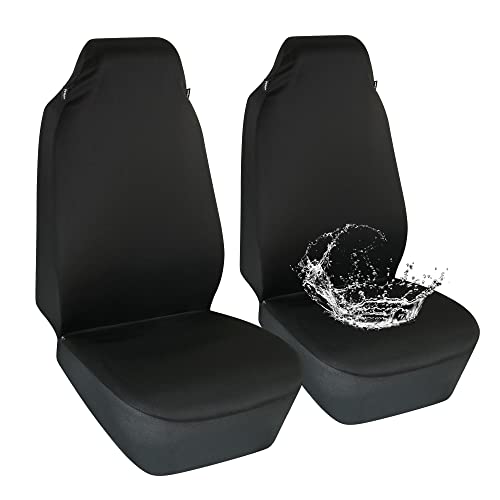Elantrip Automotive Black Front Car Seat Covers Set Universal Fit Bucket Seat Protector Airbag Compatible for Cars SUVs Trucks Vans, Black 2 PCS