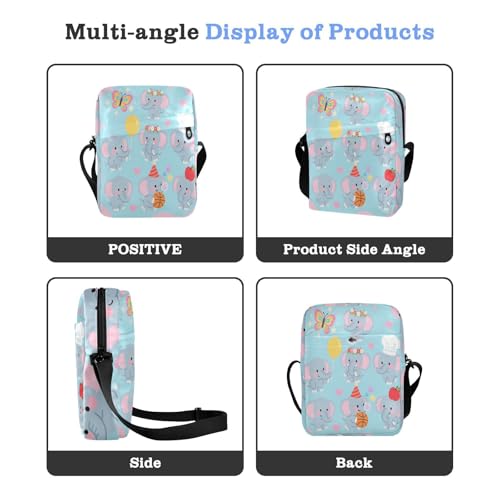 Lovely Grey Elephant messenger bag for women mens shoulder bags crossbody Cross Body Purses Adjustable Strap for Shopping School4