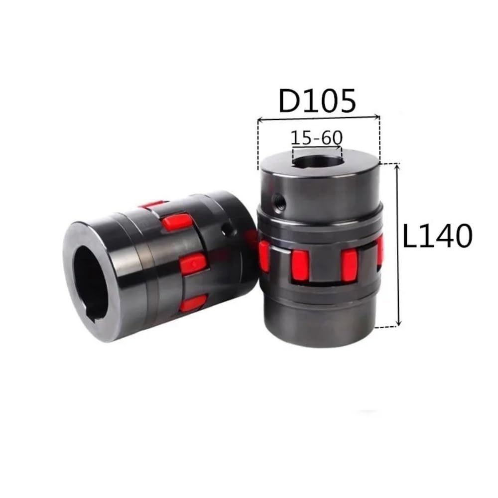 Connettore flessibile 1 pz. Giunto a griffe for albero di accoppiamento con prugna nera Diametro 105 mm Lunghezza 140 mm Foro interno Giunto elastico da 15 mm a 60 mm Prolunga di serraggio(20mm to 30m