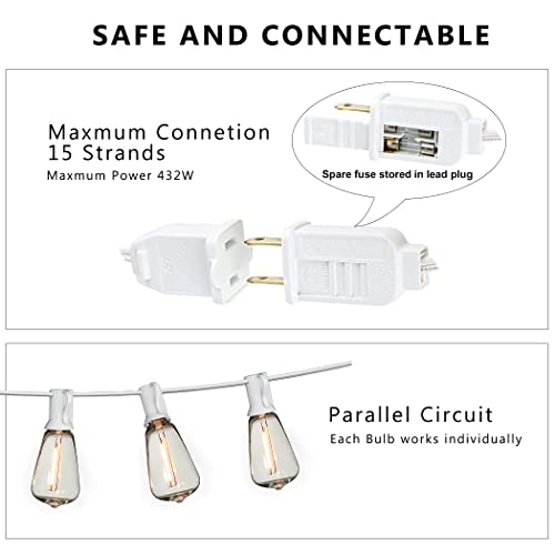DAMAING-LED-Outdoor-String-Lights-100FT-Patio-Lights-with-52-Shatterproof-Edison-BulbsDimmable-Hanging-LightsWaterproof-String-Lights-for-Outside-WeddingBistroPorchBackyard2200K DAMAING LED Outdoor String Lights 100FT Patio Lights with 52 Shatterproof Edison BulbsDimmable Hanging LightsWaterproof String Lights for Outside WeddingBistroPorchBackyard2200K