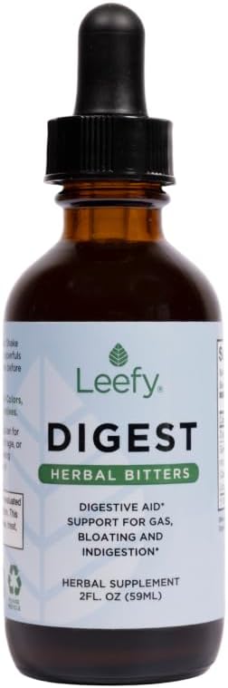 Leefy Organics Digest 2 oz - Herbal Bitters for Digestion and Stomach Relief - Powerful Digestive Aid with Ginger, Dandelion and Gentian - Easy Digestion for Men and Women