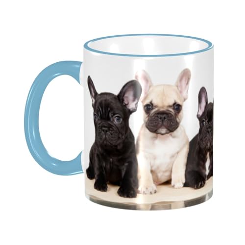 フレンチブルドッグ アニメ マグカップ 陶器 マグ スープ マグカップ カップ コーヒーカップ ティーカップ Mug 330ml 磁器 耐熱 食器洗浄機対応 簡潔 人気 かわいい おしゃれ 両面プリント 家庭用 キチン用 プレゼント