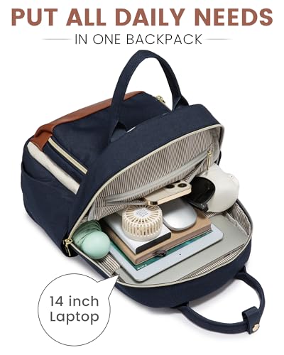 Image of LOVEVOOK Small Backpack Purse for Women, Mini Backpack, Light Weight Fashion Backpack for Daily Travel, Drak Blue-Beige-Brown
