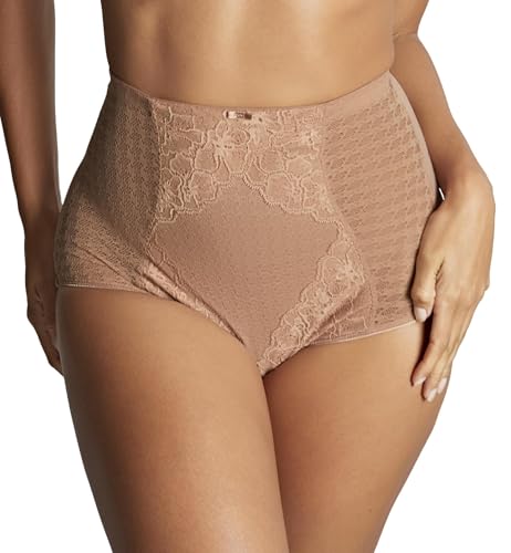 Panache Women's Envy High Waist Shaping Brief |HONEY,12| Tummy Control Underwear for Women, Lace Panty