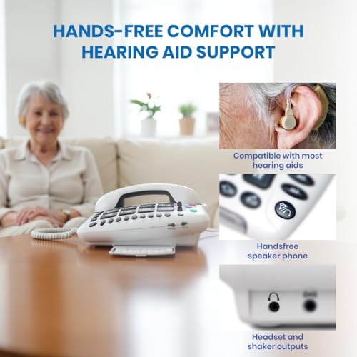 Geemarc Amplipower 50 - Amplified Corded Telephone with Tone and Volume control, Large Buttons and One-touch Memories - Hearing Aid Compatible - Specialised for Hearing Impaired - UK Version - White - 4