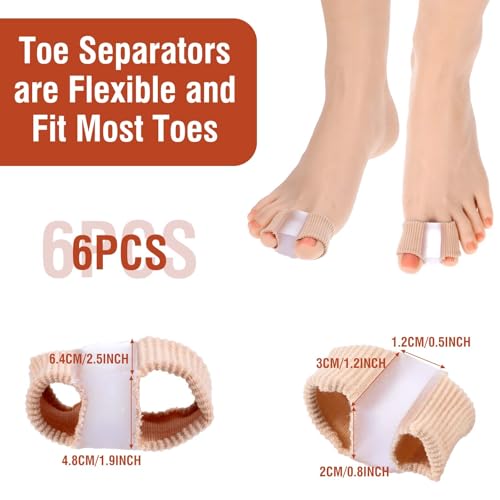 Image of LLOUSSAK 6Pcs Gel Bunion Corrector for Women Big Toe Straightener, Elastic Fabric Toe Spacers Corrector for Women Overlapping Toes, Breathable Hammer Toes Spacers for Men Bunion Foot Pain Relie
