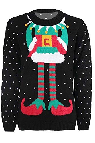 Image of STAR FASHION Women/Ladies Men Unisex Christmas Jumper Knitted Xmas Sweater-Joker Black UK Size 12-14
