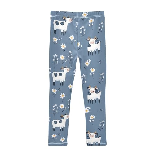 Cow and Daisy Flower Girls Casual Leggings for Kids Printed Long Pant Bottoms Stretch and Soft2