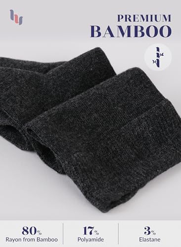 Image of Hugh Ugoli Women's Rayon Derived from Bamboo Knee High Socks Comfort Seam Long Dress Socks, Shoe Size 5-8 /8-11, 4 Pairs