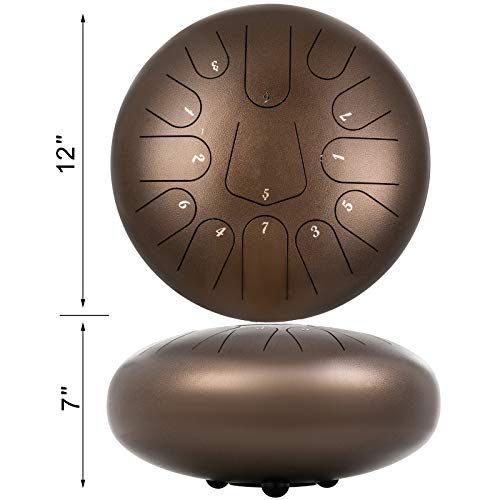 image for Happybuy Steel Tongue Drum 13 Notes 12 Inches Dia Tongue Drum Maroon H