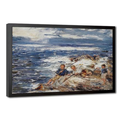 Impression sur toile Fishing From The Rocks William Mctaggart avec cadre à suspendre