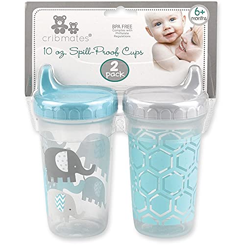 Cribmates 10oz Spill Proof Cups 2-Pack, Blue Elephants