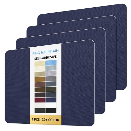 KING MOUNTAIN Canvas Repair Patch 9 x11 Inch 4 Pcs Self-Adhesive Waterproof Fabric Patch for Sofas, Tents, Furniture,Tote Bags, Car Seats (Dark Blue)