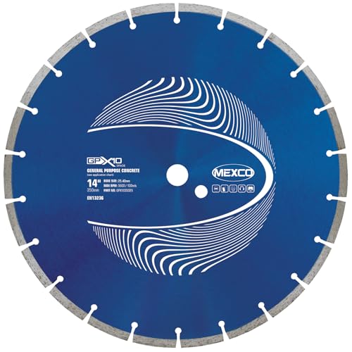Image of Mexco GPX10-15 General Purpose Concrete Diamond Blade, Cutting Disc for Non-Abrasive Building Materials - 350mm, 15mm Segment Height, 25.4mm Bore
