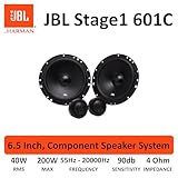 JBL Stage1 601C 2-Wege KFZ Soundsystem von Harman Kardon - 200 Watt Komponenten Auto Lautsprecher Boxen Set mit 16 - 17 cm Einbau Autolautsprecher und Hochtöner, Black