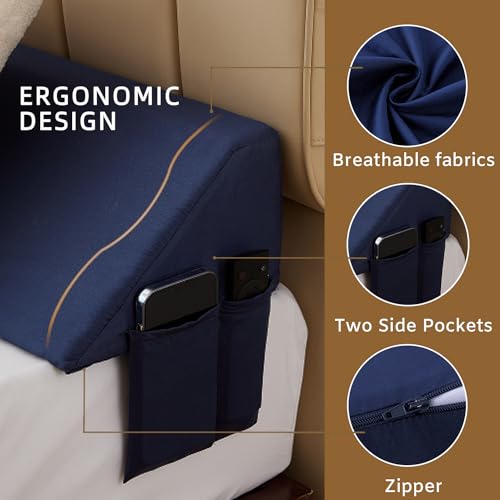 Image of Bedluxe King Wedge Pillow Headboard (76 inchx10 inchx6 inch), Bed Wedge Pillow for Headboard, Foam Headboard Pillow, Bed Gap Filler King - Fill The Gap (0-7 inch), Mattress Gap Filler (Navy)