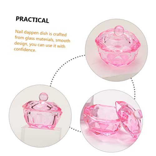 4 piezas de cuencos de cristal con tapa para esmalte acrílico miniatura 4