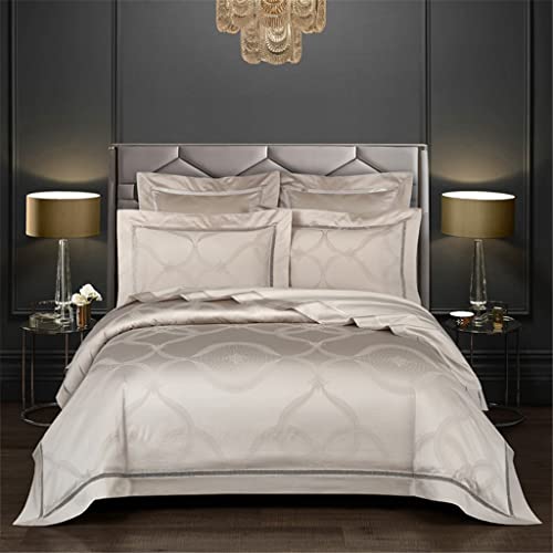 Mmllzel Vintage Jacquard 1000Tc Egyptian Cotton Duvet Cover Set Comforter Cover Fitted Sheet 4/7Pcs (Color : Flat, Size : 200X230Cm 7Pcs) #TOP21
