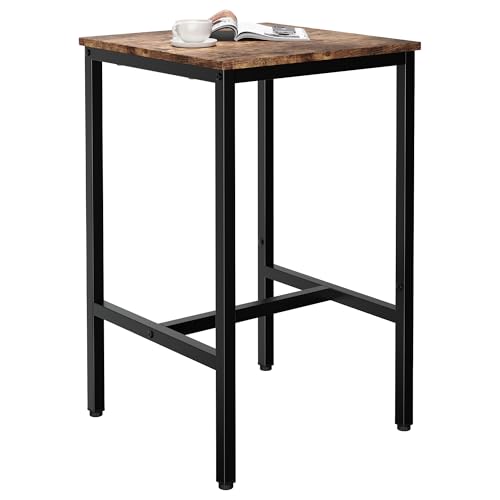 Lutown-Teen Square Bar Table, High Top Table - Industrial Metal Frame for Small Spaces & Narrow Kitchens, 23.6x23.6x36.9 in (LxWxH), Easy Assembly, Rustic Brown and Black