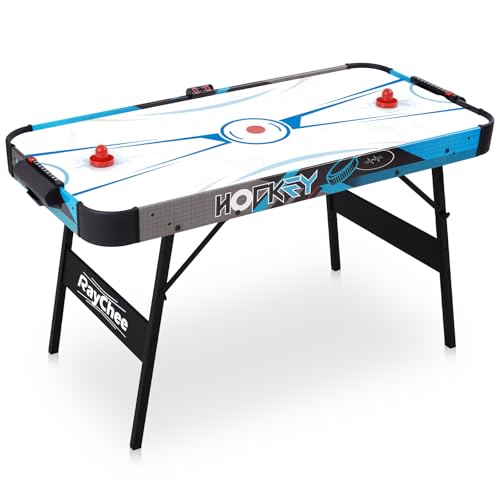Foldable Air Hockey Table, Folding Indoor Hockey Game Table with Powerful Motor, Accurate Digital LED Scoreboard, Includes 2 Pucks and 2 Pushers, Perfect for Kids and Adults (48 Inch-Blue/Gray)