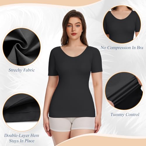 Shapewear Tops for Women Tummy Control Tank Tops Short Sleeve Seamless Compression Tanks Body Shaper Camisole3