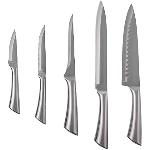 5 pc Hollow Handle Stainless Steel Kitchen Cutlery Set Cover