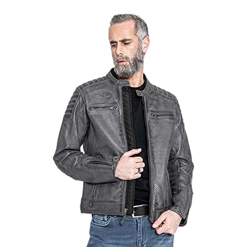 John Doe Motorradjacke Storm Leather Jacket modische Lederjacke grau, 3XL