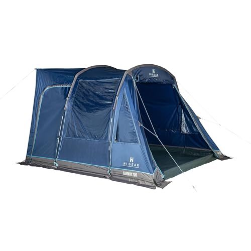 Hi Gear Fairway 200 Awning with Single Pole Construction & Groundsheet Easy to Pitch Spacious Standing Room Driveaway Awning for Campervans & Motorhomes 6000mm HH (Blue 200)