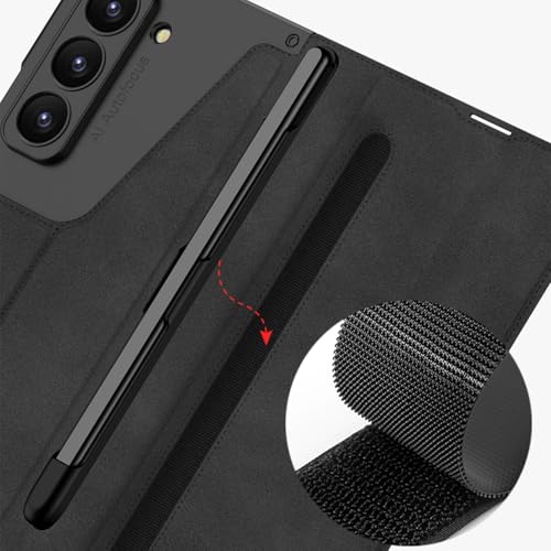 Étui portefeuille Galaxy Z Fold 5 cuir antichoc rabat magnétique vert
