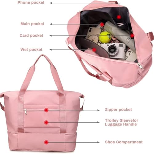 Sprqcart Travel Duffel Bag, Sports Tote Gym Bag, Shoulder Weekender Overnight Bag for Women (Pink) 5 41i9kozpTUL