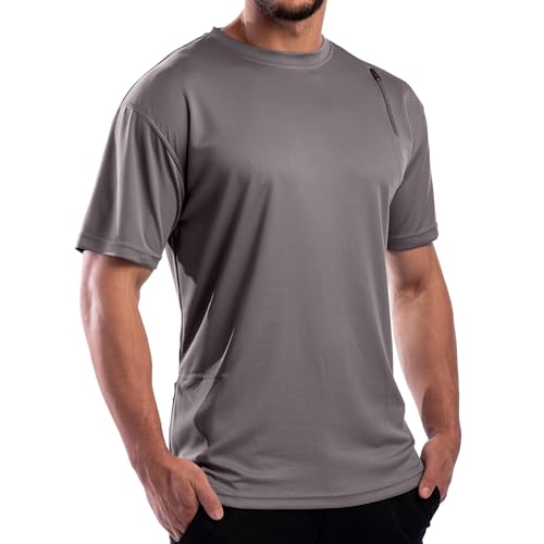 SCOTTeVEST Short Sleeve Performance T-Shirt for Men - 3 Hidden Pockets - Moisture Wicking Shirt for Travel & More