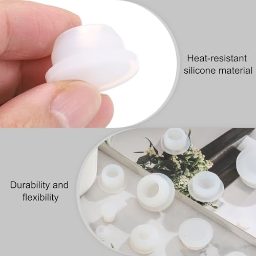 Image of uxcell 30pcs Hole Plugs, Heat Resistant Silicone Flush Type Fastener Hole Cover Plug for 19mm(3 /4 Inch) Hole, Round Snap Locking Tubing Plug Hole for Furniture Cabinet, White