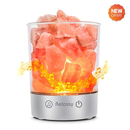 Preisvergleich Produktbild Salzlampen Himalaya Relassy Dimmbar SalzLampe mit Bluetooth Musikspieler, Berührungsschalter und 3 * 5W Austauschbar Glühbirnen für Schlafzimmer, Studie, Heimtextilien (U-1)