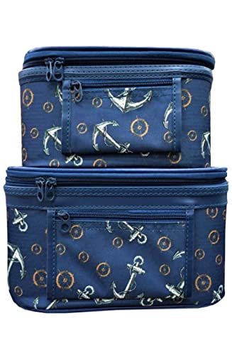 Anchor Print- 2 piece Cosmetic Cases