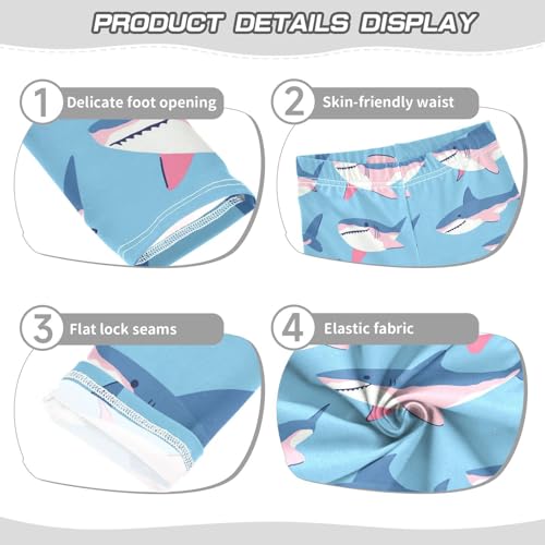 Sharks Blue Girls' Leggings Toddler Doodles Pink Nose Lips Kids Yoga Pants Dance Active Tights 4T3