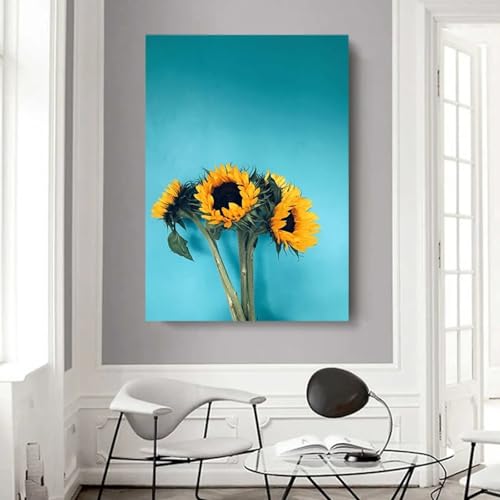 Toile tournesols ciel bleu 50x70cm pour illuminer une chambre moderne