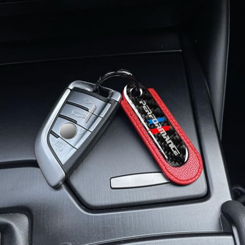 Image of muekzru Carbon Fiber Leather Set Car Keychain,Universal keychain Fashion Sports Keychains Keyring Business Gift Birthday