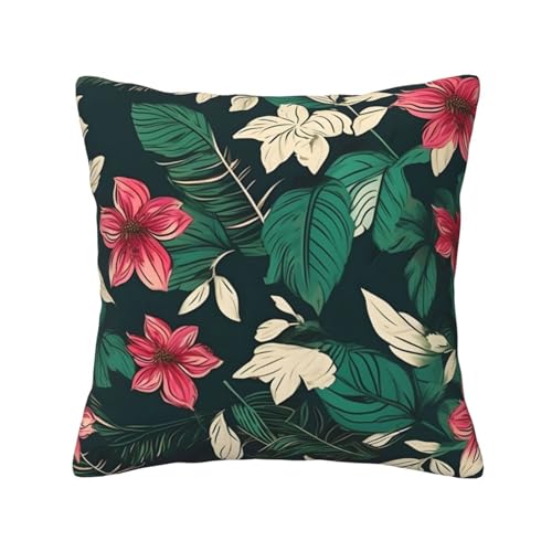 MCXWD Funda de cojín universal con estampado de hojas de flores para las cuatro estaciones, para el hogar, coche, campamento, sofá, funda de cojín cuadrada